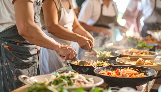 People cooking food outdoor event