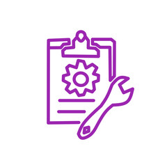 Document Setting Line Icon – Purple Outline Workflow and System Configuration