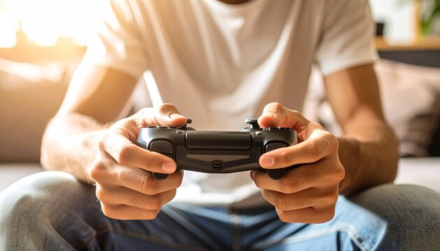 Person holding video game controller