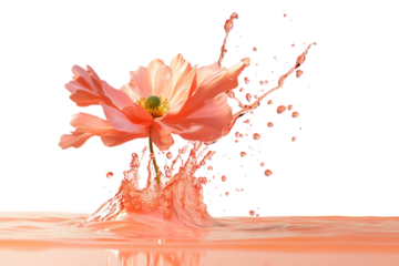Dreamlike surreal dissolving flower composition isolated on transparent background