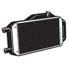 Fototapeta premium Black and white silhouette of Motorcycle radiator vector icon on white background
