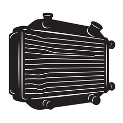 Black and white silhouette of Motorcycle radiator vector icon on white background