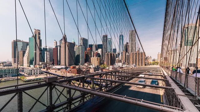 	Lower Manhattan Skyline from Brooklyn Bridge Timelapse