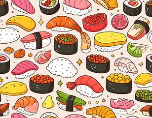 Colorful sushi pattern design