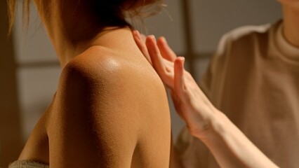 Close Up of a Person Receiving a Relaxing Back Massage