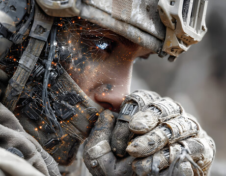 Cyberattack Soldier AI generated