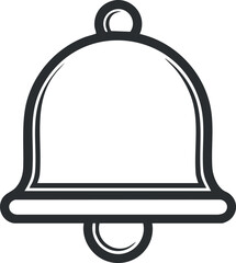 Obraz premium Simple black and white bell icon representing notification or alarm symbol