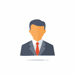 Professional Businessman in Suit and Red Tie Flat Design Icon Illustration