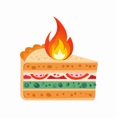 Delicious layered sandwich on fire illustration graphic design