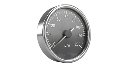 Classic analog speedometer dial indicating speed on a white background.