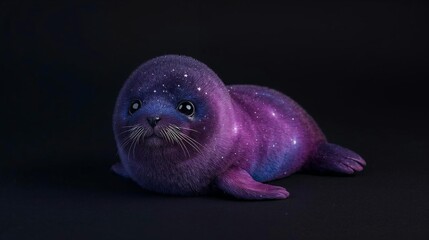 Obraz premium Cosmic Baby Seal in Deep Purple and Blue