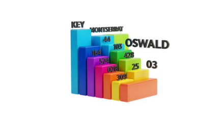 Colorful 3D bar chart visualizing data progress and achievements against a clean white background.