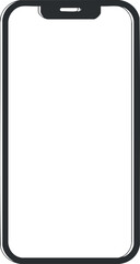 Black smartphone with blank white touchscreen display isolated on white background