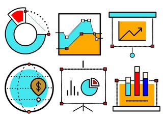 Flat Line Business Data Visualisation Icons