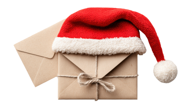 Festive Christmas envelopes with red Santa hat, perfect for holiday greetings and seasonal celebrations.