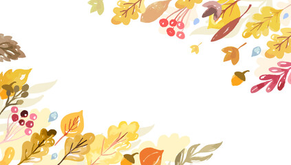 Beautiful autumn decor frame background in watercolour style in vector.	
