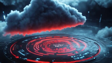 Cloud computing futuristic server processing data on digital platform - Powered by Adobe