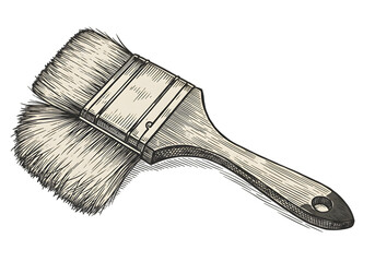 Vintage Illustration Of Paint Brush Isolated On Transparent Background