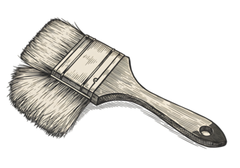 Vintage Illustration Of Paint Brush Isolated On Transparent Background