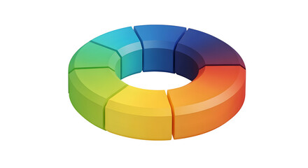 Obraz premium 3D gradient ring chart with drop shadow, isolated on white background