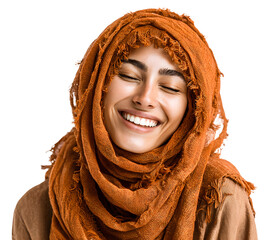 PNG Happy arab woman laughing scarf smile.