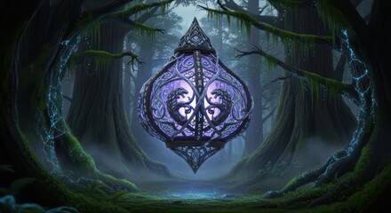 Mystical Glowing Artifact in Enchanted Forest.