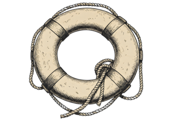 Vintage Lifebuoy Illustration Isolated on Transparent Background PNG