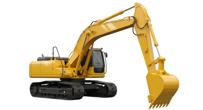 Excavator with Extended Arm for Construction and Earthmoving