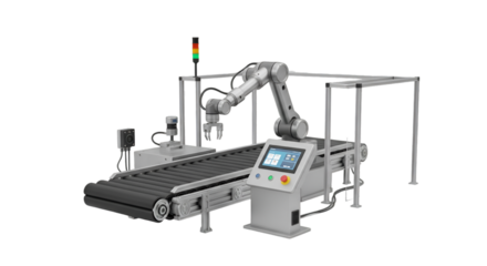 Industrial Robotic Arm on Assembly Line Representing Automation