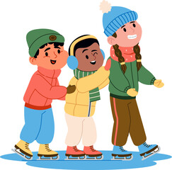 Kids Ice Skating Together
