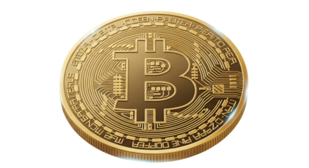 Bitcoin Coin Close-Up with Gold Texture for Crypto Finance Theme