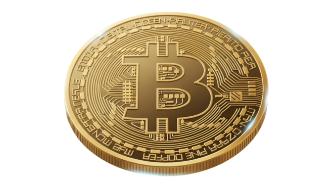 Bitcoin Coin Close-Up with Gold Texture for Crypto Finance Theme - Powered by Adobe