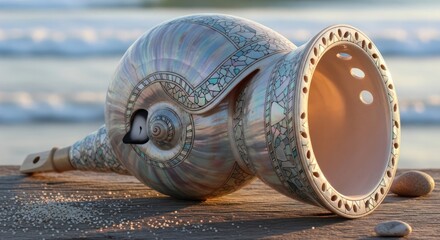 Nautilus Shell on Beach - Ocean Beauty and Intricate Design.