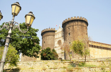 View of the Maschio Angioino castle in Naples, Campania, Italy