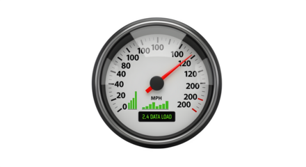 3D infographic speed gauge, isolated on white background