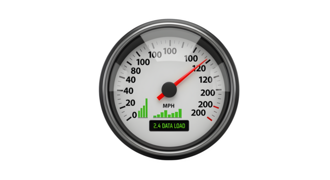 3D infographic speed gauge, isolated on white background