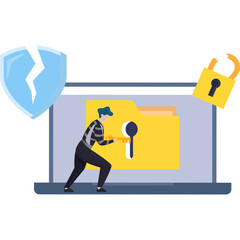 Hacker doing Digital Lock Breach Illustration