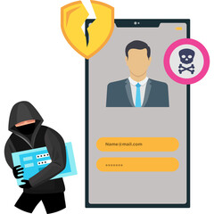Hacker doing Identity Theft Attack Illustration
