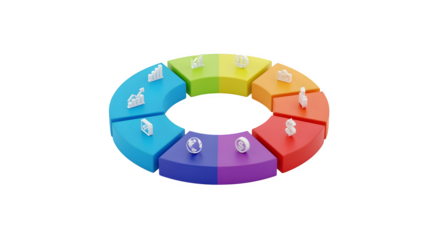 3D infographic with ringed chart, isolated on white background
