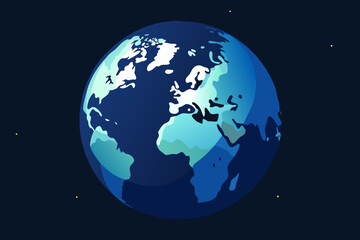 Stylized earth in deep space with distant stars