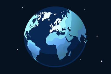 Stylized earth in space with stars