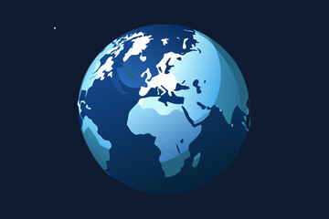 Stylized earth globe floating in dark space with a distant star