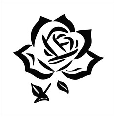 Modern silhouette rose flower vector tattoo, ideal model tattoo