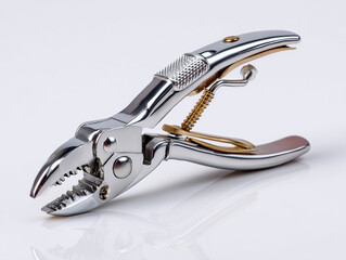 Shiny Metal Pet Nail Clippers on White Background. Perfect for grooming guides, product listings, or pet supply advertisements.