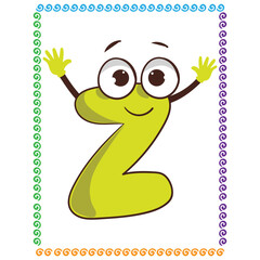 Z Cartoon alphabet letters vector for kids