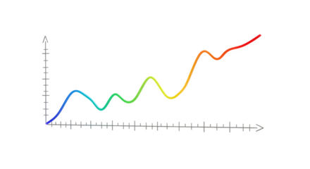 3D line graph with gradient path, isolated on white background