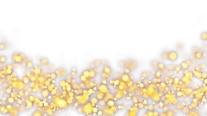 Golden bokeh border with lights and sparkle overlay on a transparent background - luxury, festive frame for elegant designs