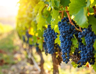 Fototapeta premium Vineyard with red grapes