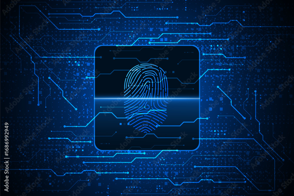Wall mural scan fingerprint, cyber security and password control through fingerprints, access with biometrics i
