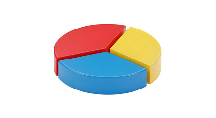 Obraz premium 3D pie chart in bold primary colors, isolated on white background